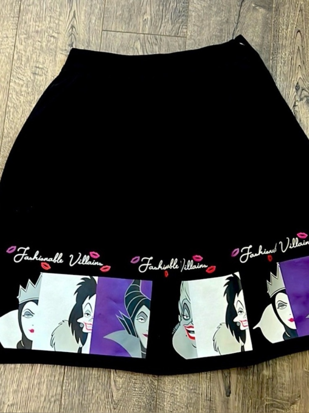 Disney Black Women’s Skirt with Villains Graphic